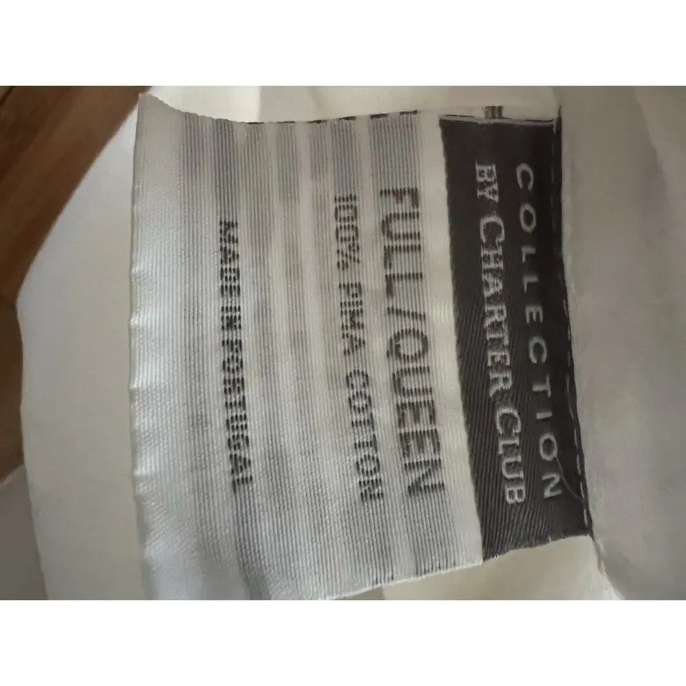Charter Club Luxury 100% Pima Cotton Beige Duvet Cover Queen Denmark Stripes